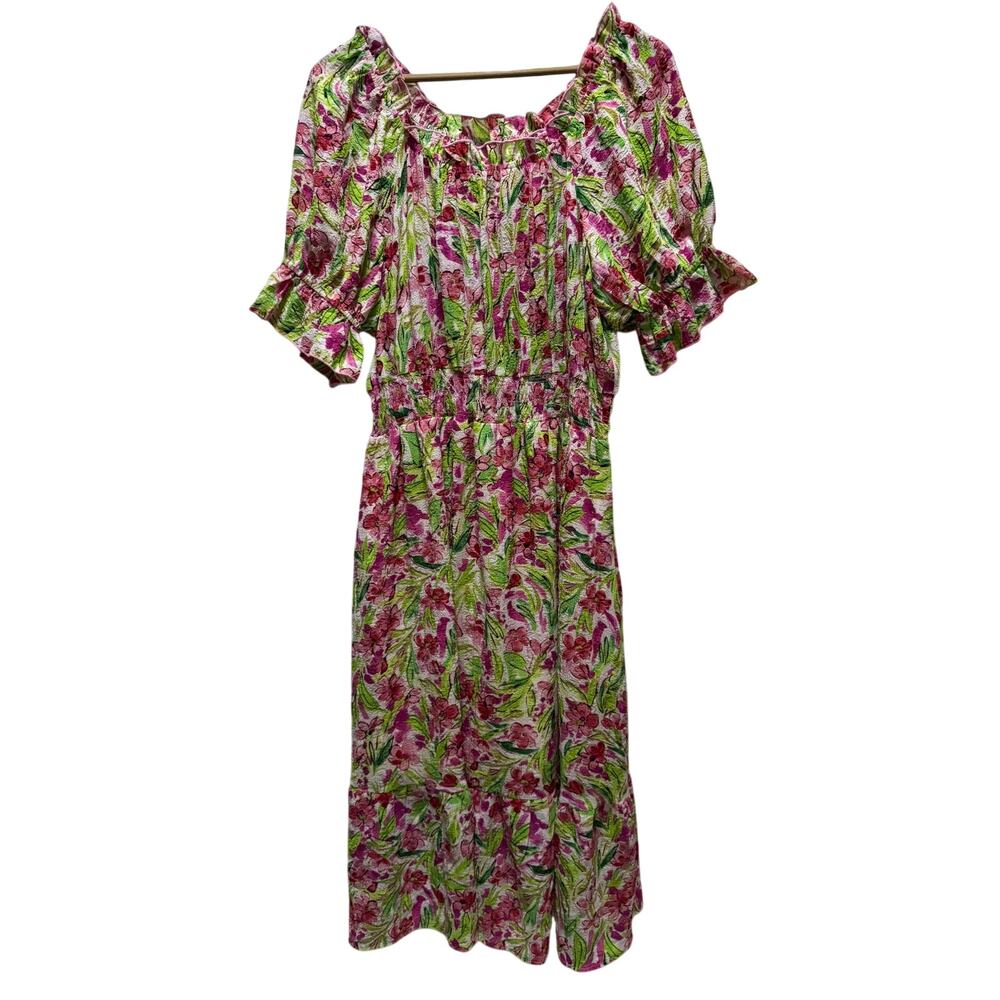 NWT Chenault Pink and Green Floral Midi Dress XL